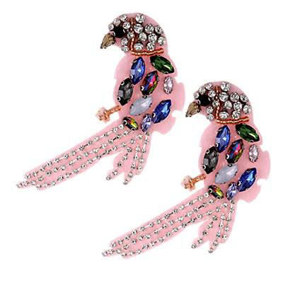 Boucle d'Oreille Perroquet Rose