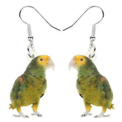 Boucle d'Oreille Perroquet Amazone Vert